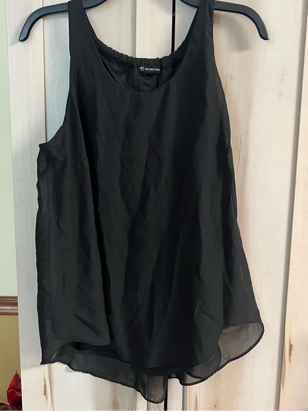 Sz Large-Black Layered Chiffon Dressy Tank-Flowy & Feminine -By: New Directions